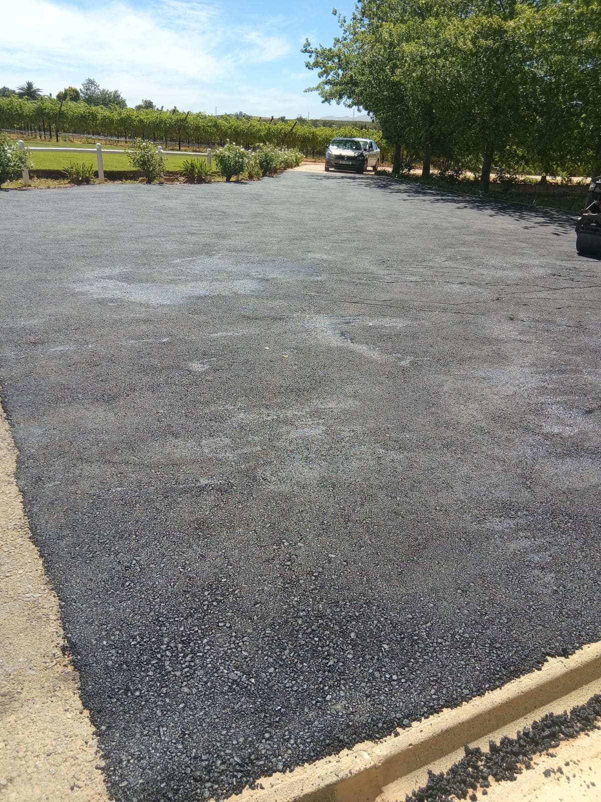Completed asphalt surface on a residential site